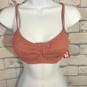 Juniors' Ribbed Faux Underwire Bikini Top